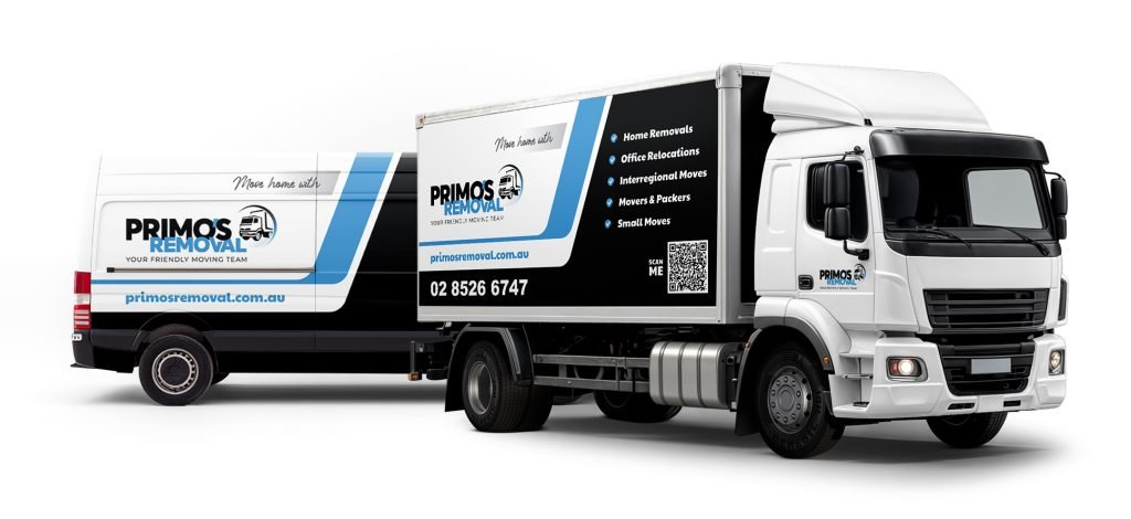 moving truck and a van